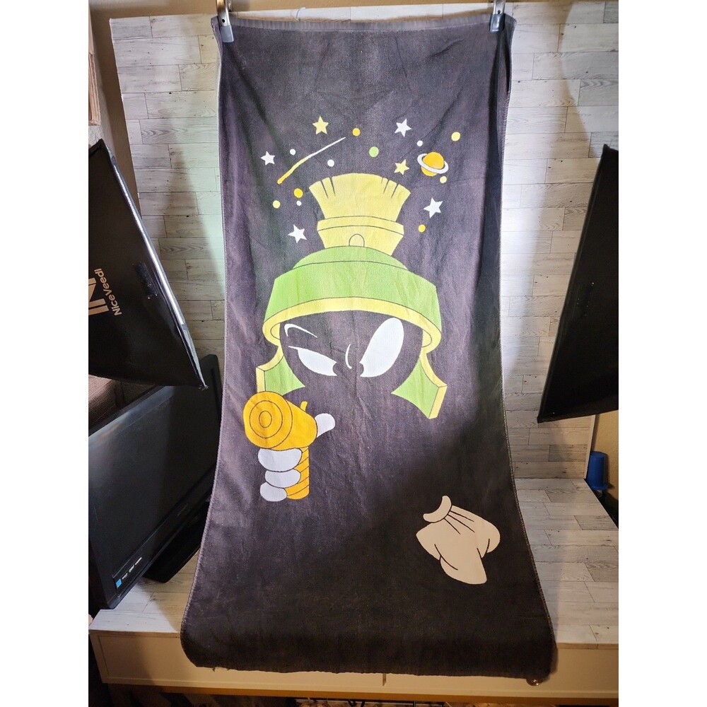 Vintage Looney Tunes Marvin The Martian Beach Towel 29" x 54" Cartoon 90s